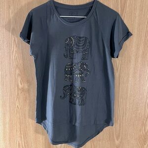 Freeze Elephant Graphic Charcoal Gray Swing Tee Top